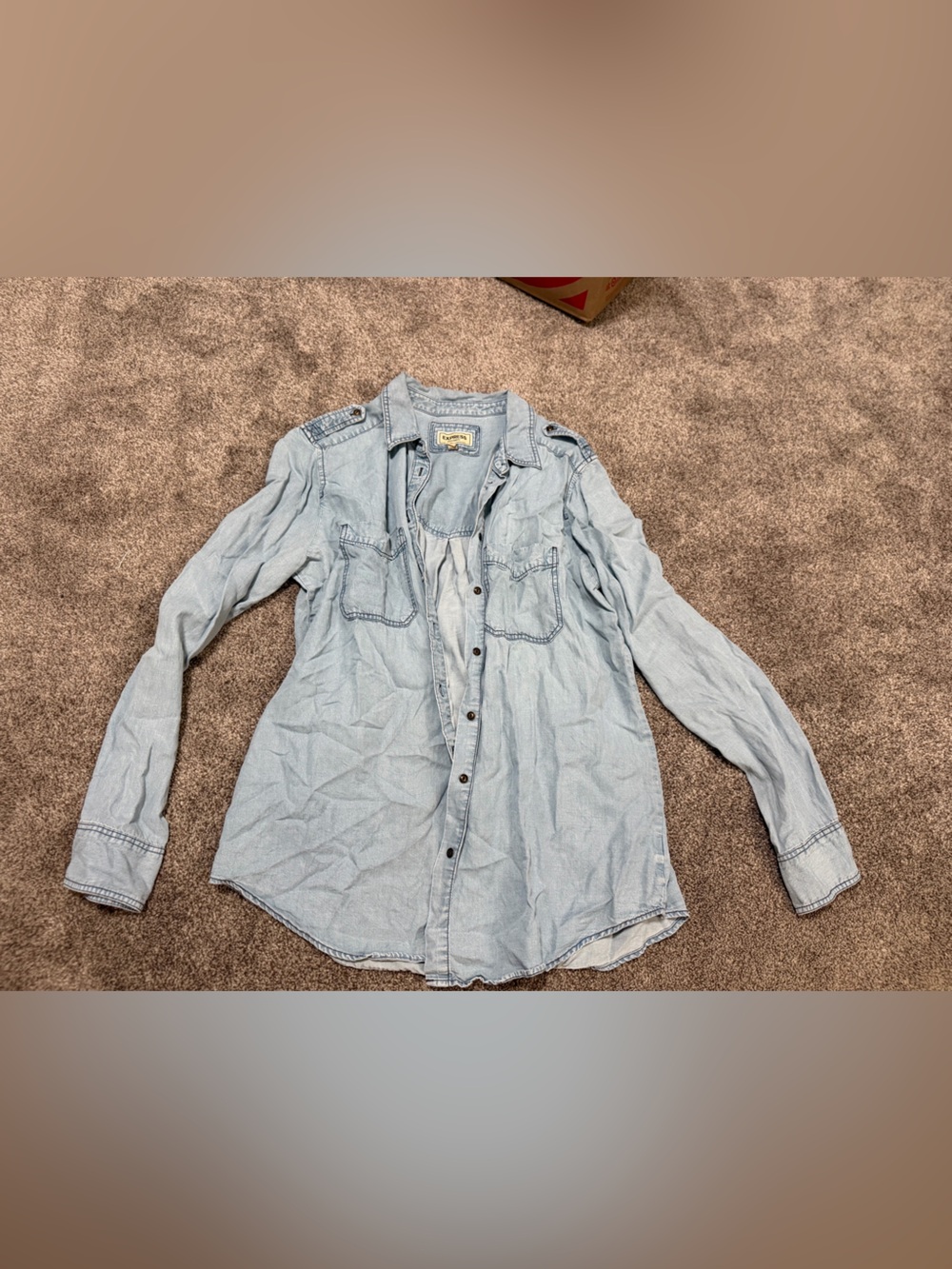 Express Light Blue Boyfriend Denim Shirt